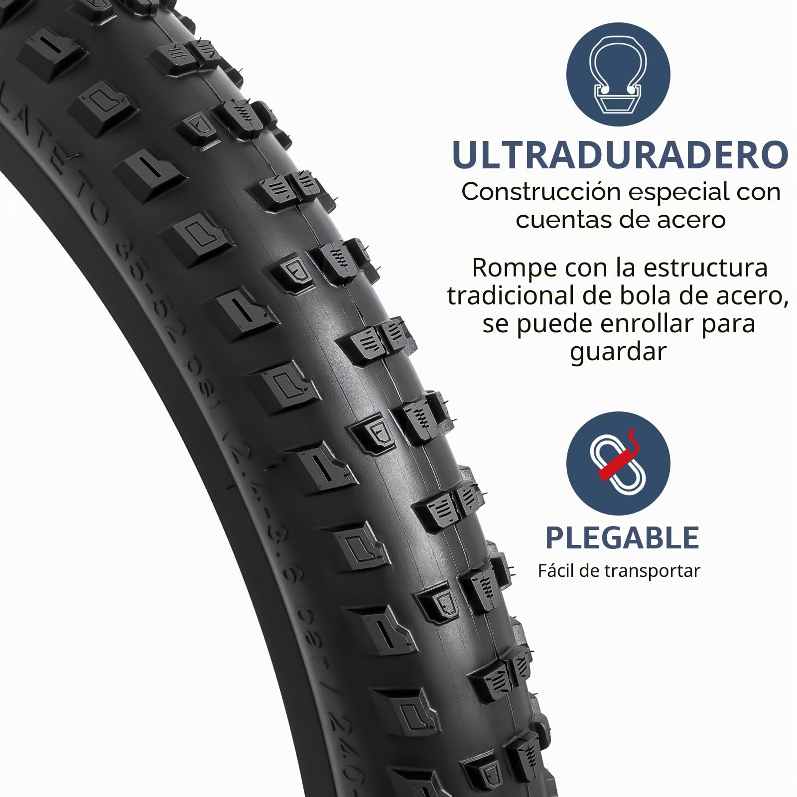 YunSCM 2Pcs Plegable 24 Pulgada Neumáticos 24x2.25 ETRTO 57-507 más 2Pcs 24 Pulgada Cámara de Aire AV32mm Valve Compatible Bike 24x2.25 24x2.30 Neumáticos and Cámara de Aire