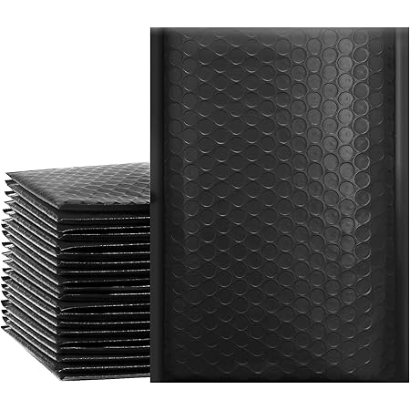UCGOU Bubble Mailers 6x10 Inch Black 50 Pack Poly Padded Envelopes Small Business Mailing Packages Opaque Self Seal Adhesive Waterproof Boutique Shipping Bags for Jewelry Makeup Supplies #0