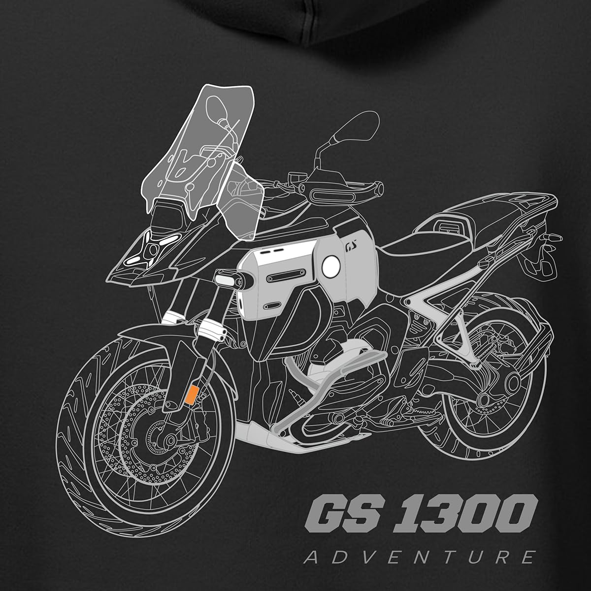 TOPSLANG Motorrad Hoodie Sweatshirt mit Kapuze auf dem Rücken mit Motorradmotiv GS1300 GS 1300 Adventure