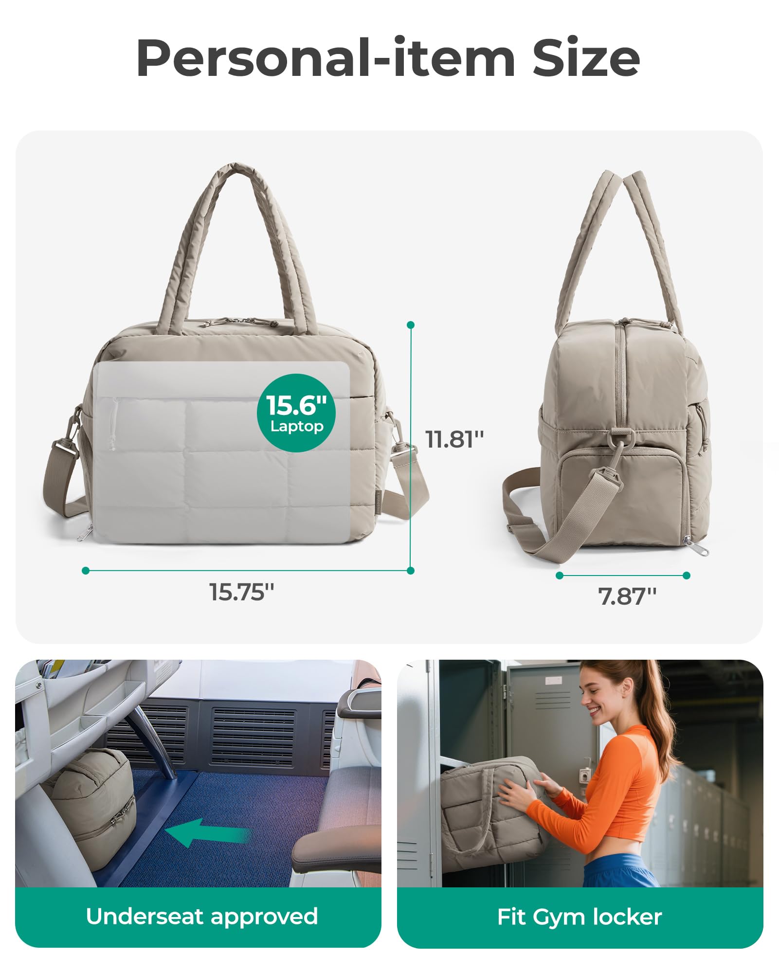 BAGSMART Bolsa de viaje pequeña para mujer, impermeable, con compartimento para zapatos, color negro, marrón