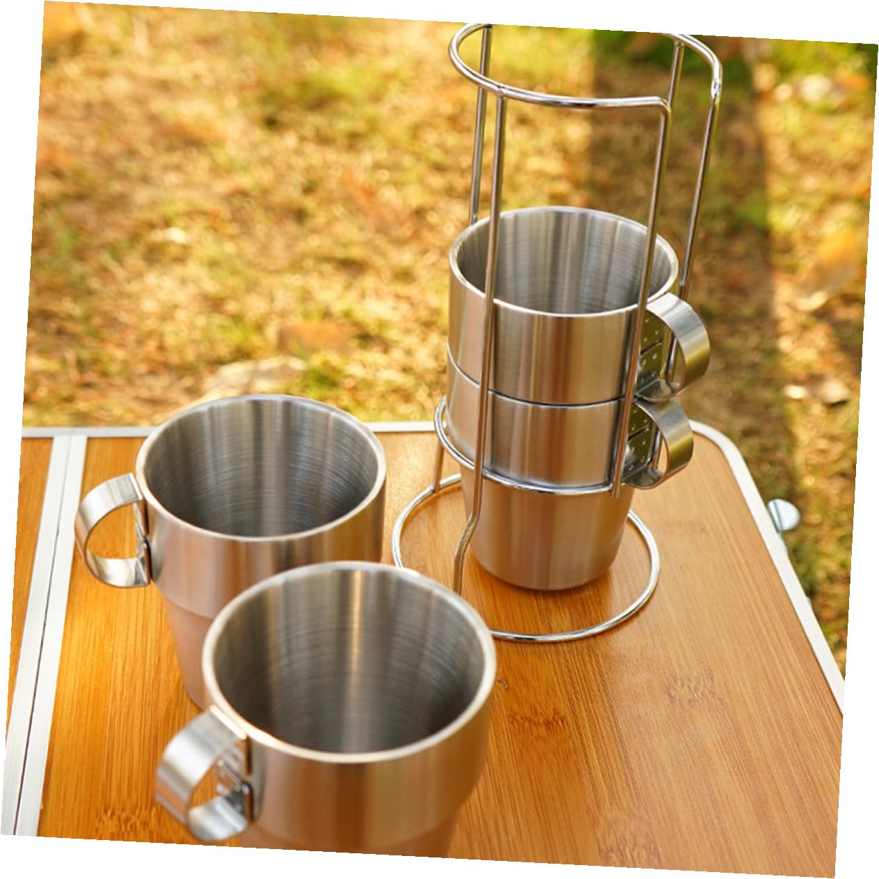 Cabilock Juego de 4 Tazas Térmicas de Acero Inoxidable Doble Capa, Fácil de Limpiar y Portátiles, para Comidas Diarias y Camping en Color Plata