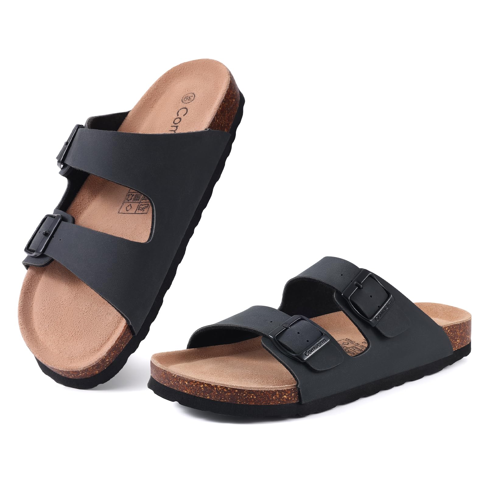 Comwarm Sandales en liège pour femme - Sandales de plage confortables pour l'été - Avec boucle réglable