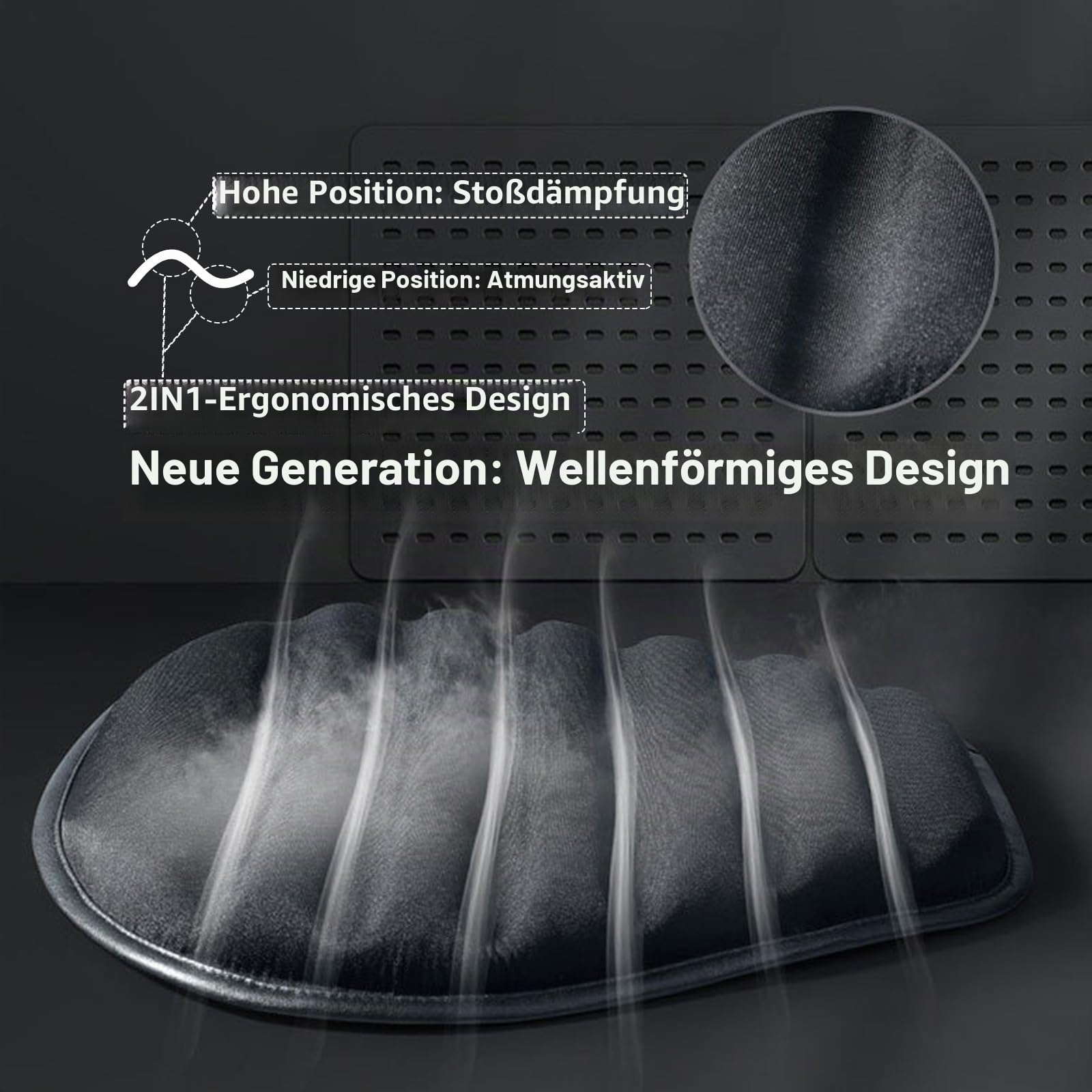 Motorrad Schockabsorbierende Sitzkissen Wave Honeycomb Struktur Atmungsaktiv Schockabsorbierend Hochflexibel, Motorrad Gel Sitzkissen für lange Fahrten
