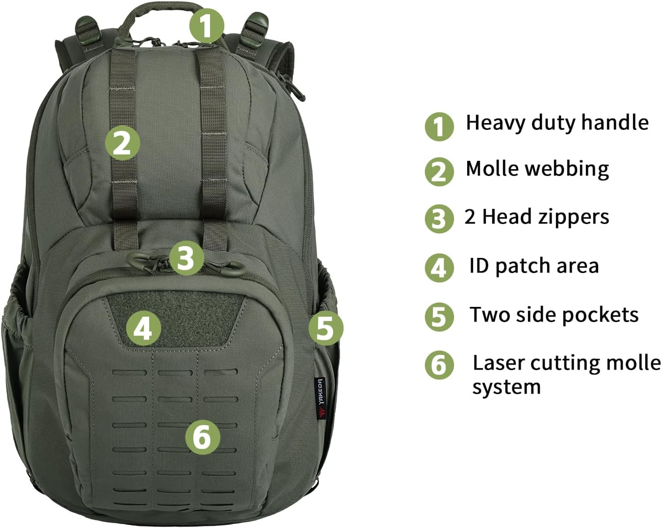 BOMTURN Military Tactical Backpack, Small Army Molle Bag 2 Day Assault Pack 25L with Bottle Holders - Image 4