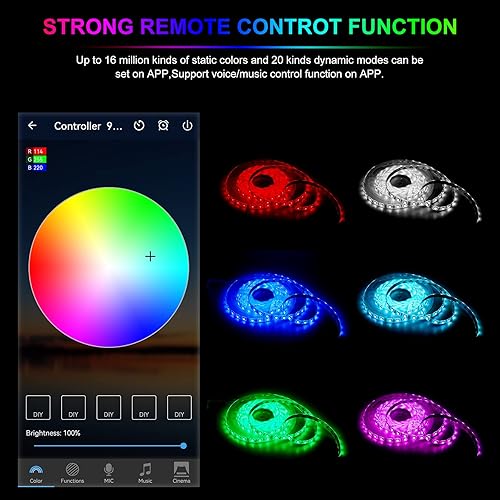 Miniatura 7 de RGBZONE Controlador inteligente WiFi RGB LED para SMD 5050 3528, salida dual de 2 puertos de 4 pines con control remoto de 24 teclas compatible con