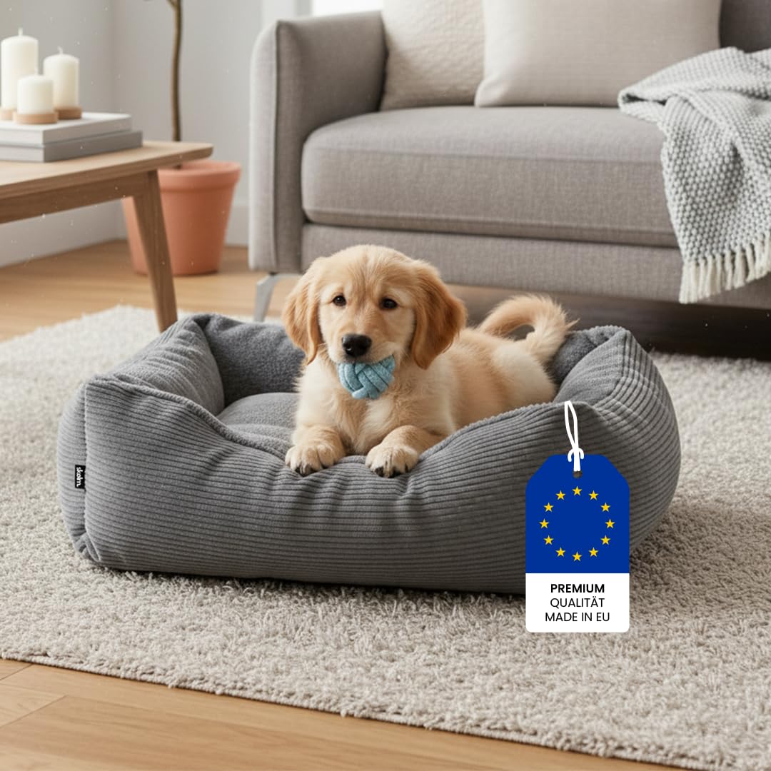 skølm Kuscheliges Hundebett Eir mit abnehmbaren Bezug, Hundekorb waschbar für kleine und mittelgroße Hunde, Hundekissen, Hundekörbchen Hundesofa 90x65 cm