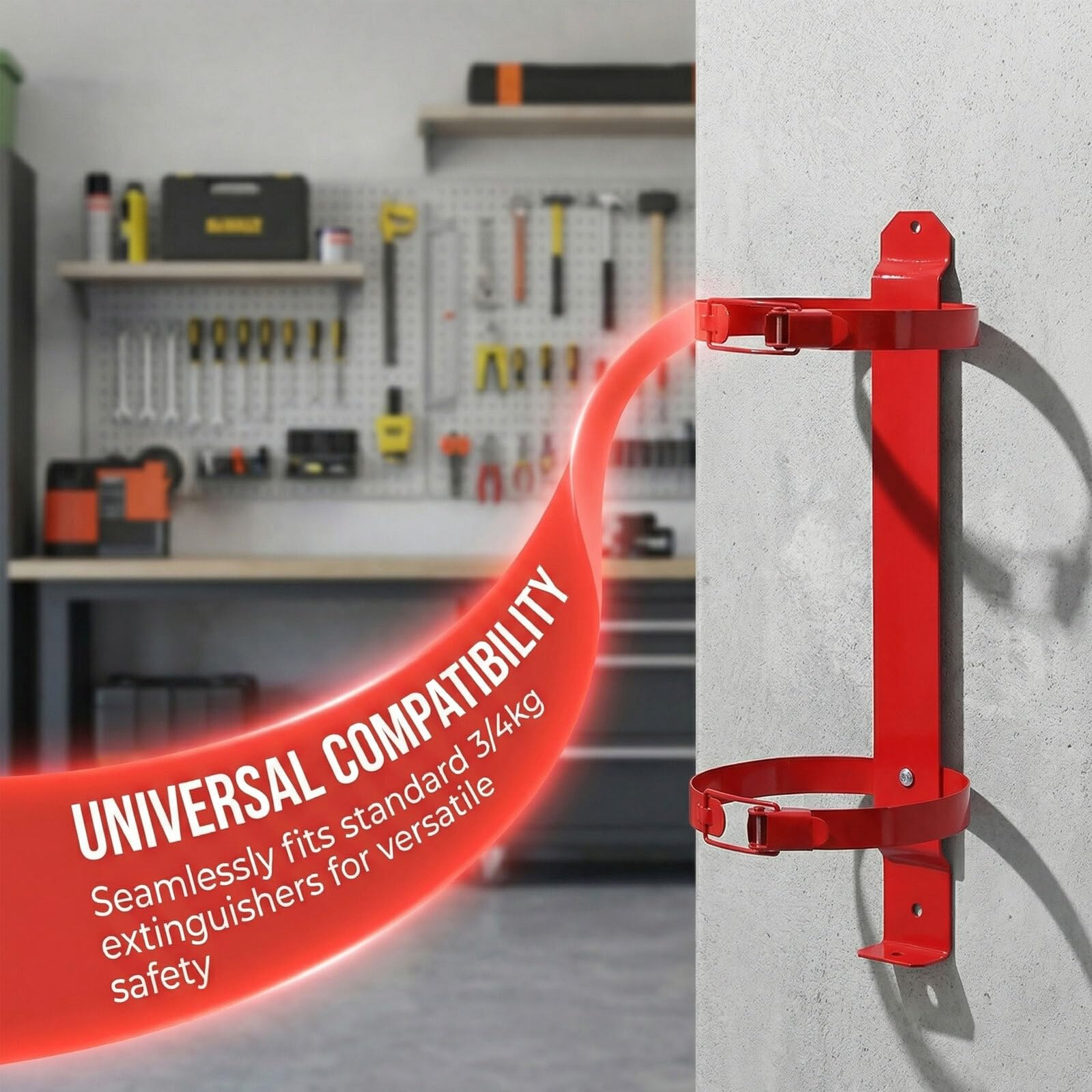 2 Piezas Soporte para Extintor de Incendios Doméstico de 3/4 Kg, Soporte de Pared Ajustable de Alta Resistencia, Paquete para Garaje, Hogar y Uso Marino