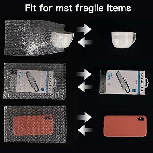 Miniatura 5 de Bolsas de burbujas transparentes de 6 pulgadas x 10 pulgadas, 50 bolsas de amortiguación, bolsas de doble pared gruesa de espuma a prueba de golpes