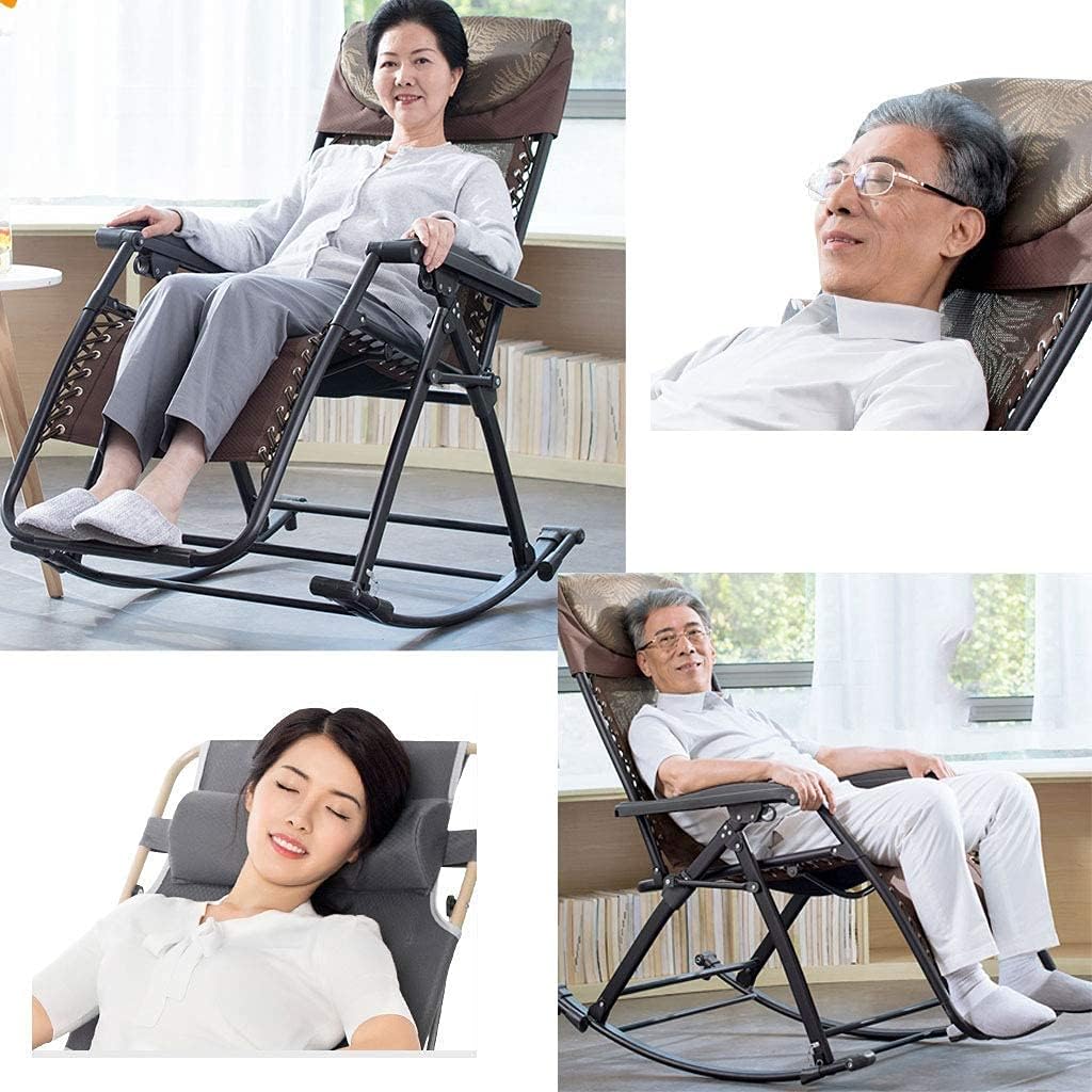 Portable Chair Rocking Chair Sun Loungers,Patio Deck Chair Reclining Garden Chair - Friendly Cotton Pad Outdoor Portable Recliners Chair - Support 440lbs