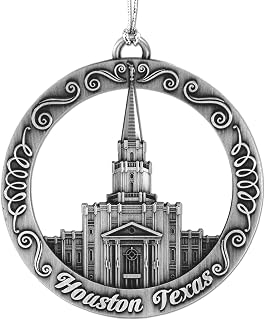 LDS Temple Ornament by Ringmasters | Antique Silver-Finish Hanging Ornament | LDS Missionary Ornament Exchange Ideas, (Houston Texas)