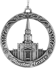 LDS Temple Ornament by Ringmasters | Antique Silver-Finish Hanging Ornament | LDS Missionary Ornament Exchange Ideas, (Houston Texas)