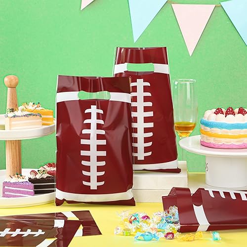 Miniatura 3 de Sinmoe 50 bolsas de golosinas de fútbol, bolsas de plástico para regalos de fútbol, bolsas de plástico para regalos de fiesta de fútbol, suministros