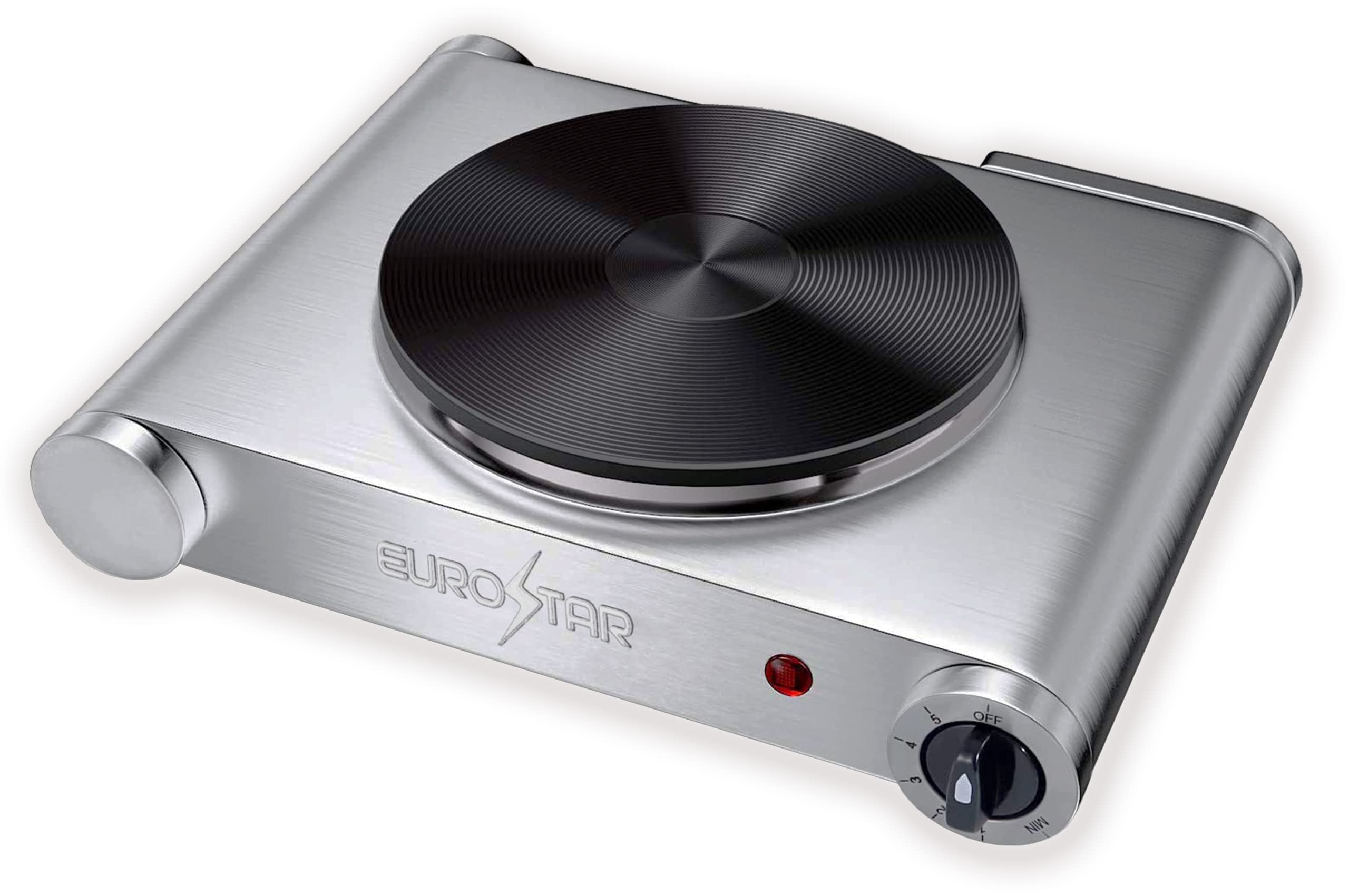 EUROSTAR ES181SS Hot Plate for Cooking Portable Electric Single Burner -1500W - 5 Power Levels Cast-