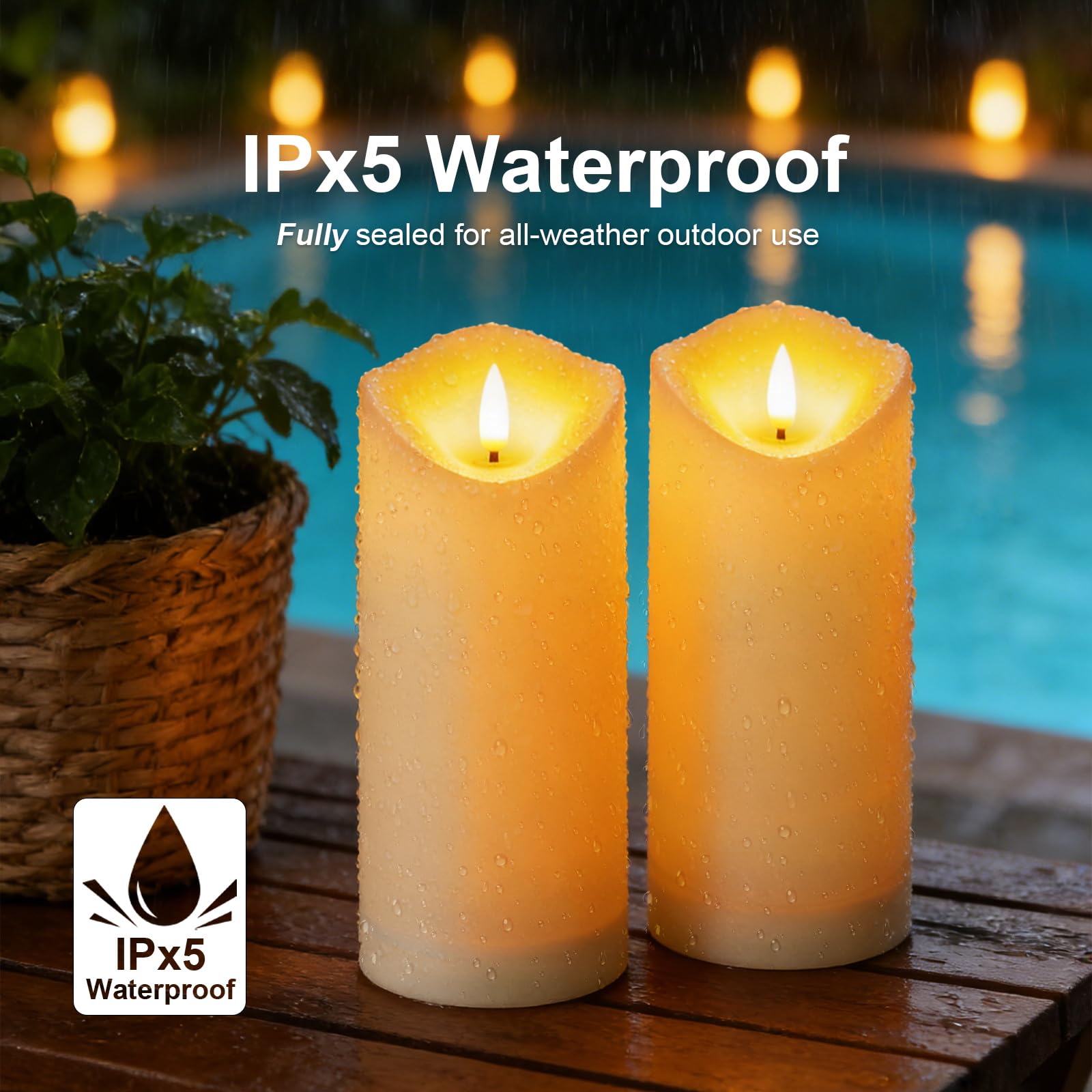 Solarbetriebene wasserdichte flammenlose Kerzen, solarbetriebene LED-Kerzen mit flackernder Flamme, geeignet für Terrasse/Garten/Party-Dekoration, 4