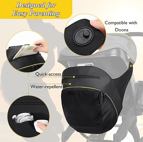 Miniatura 2 de Bolsa de almacenamiento exclusiva con clip compatible con asiento de coche Doona, organizador antideslizante con correas para el hombro, accesorios