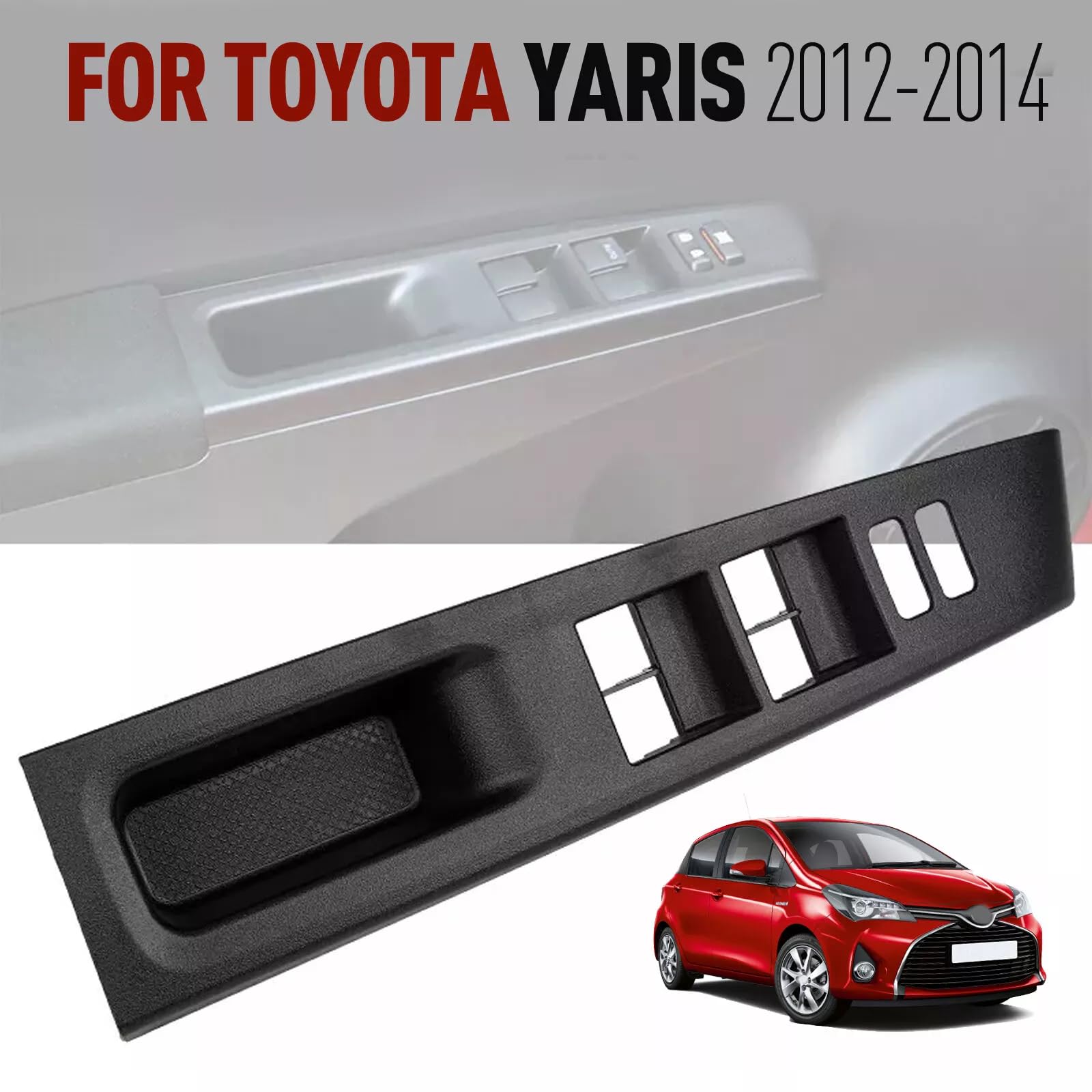 Window Switch Panel Bezel Trim Set For Toyota Yaris / Vitz 2012-2014 (LHD, Black) - View #3