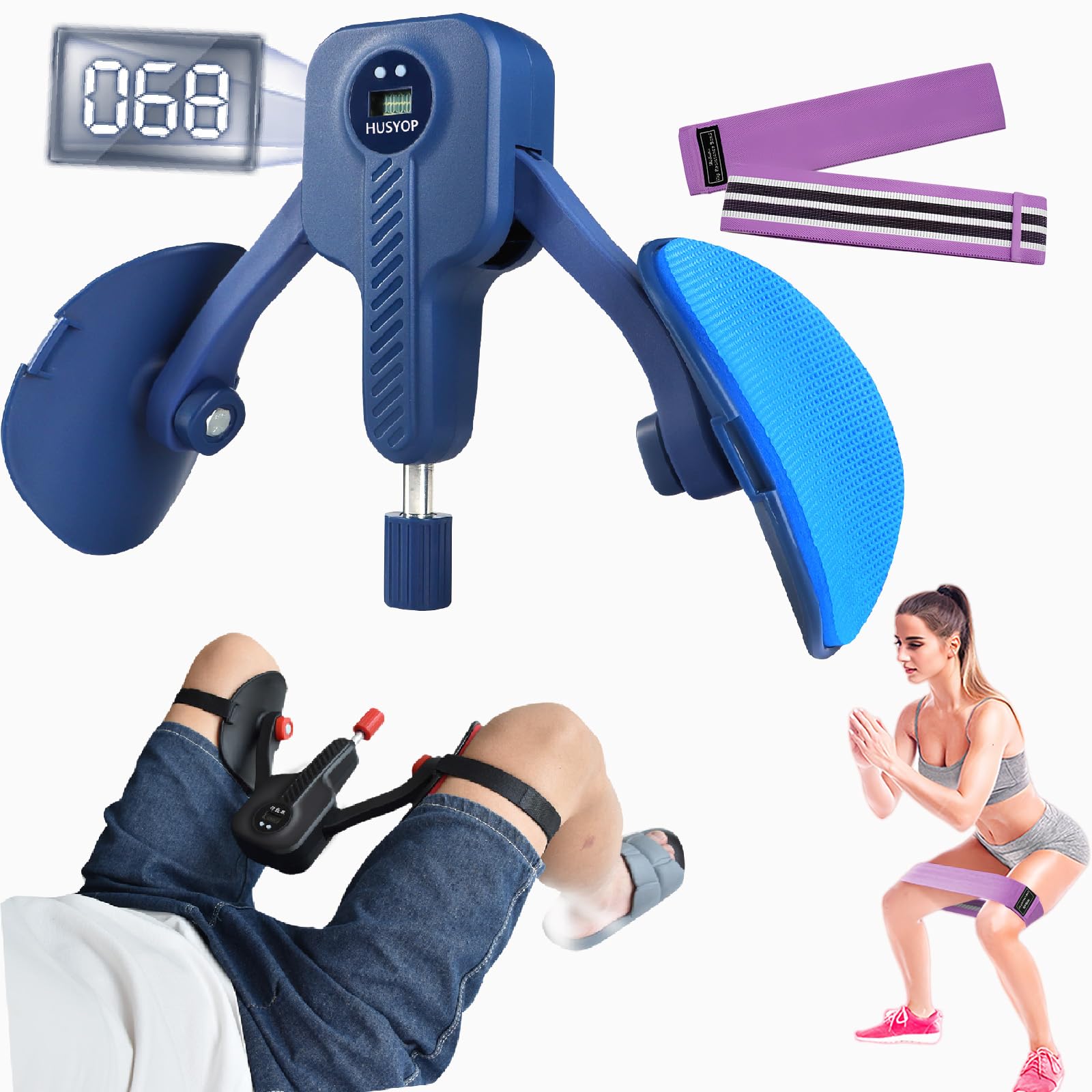 Husyop Thigh Master - Adjustable Resistance Inner Thigh Exerciser with Leg Straps, Pelvic Floor Kegel Trainer, Hip Toner for Women & Men