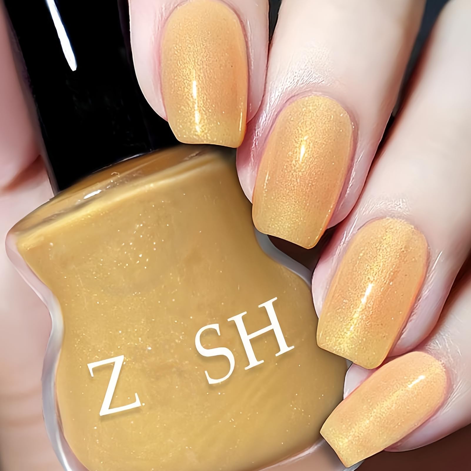 KAHSOSE Orange Shimmer Nail Polish – 15ML Bright Yellow-Orange Glitter Polish No UV Light Needed – Quick Dry Long Lasting Warm Citrus Sparkle for