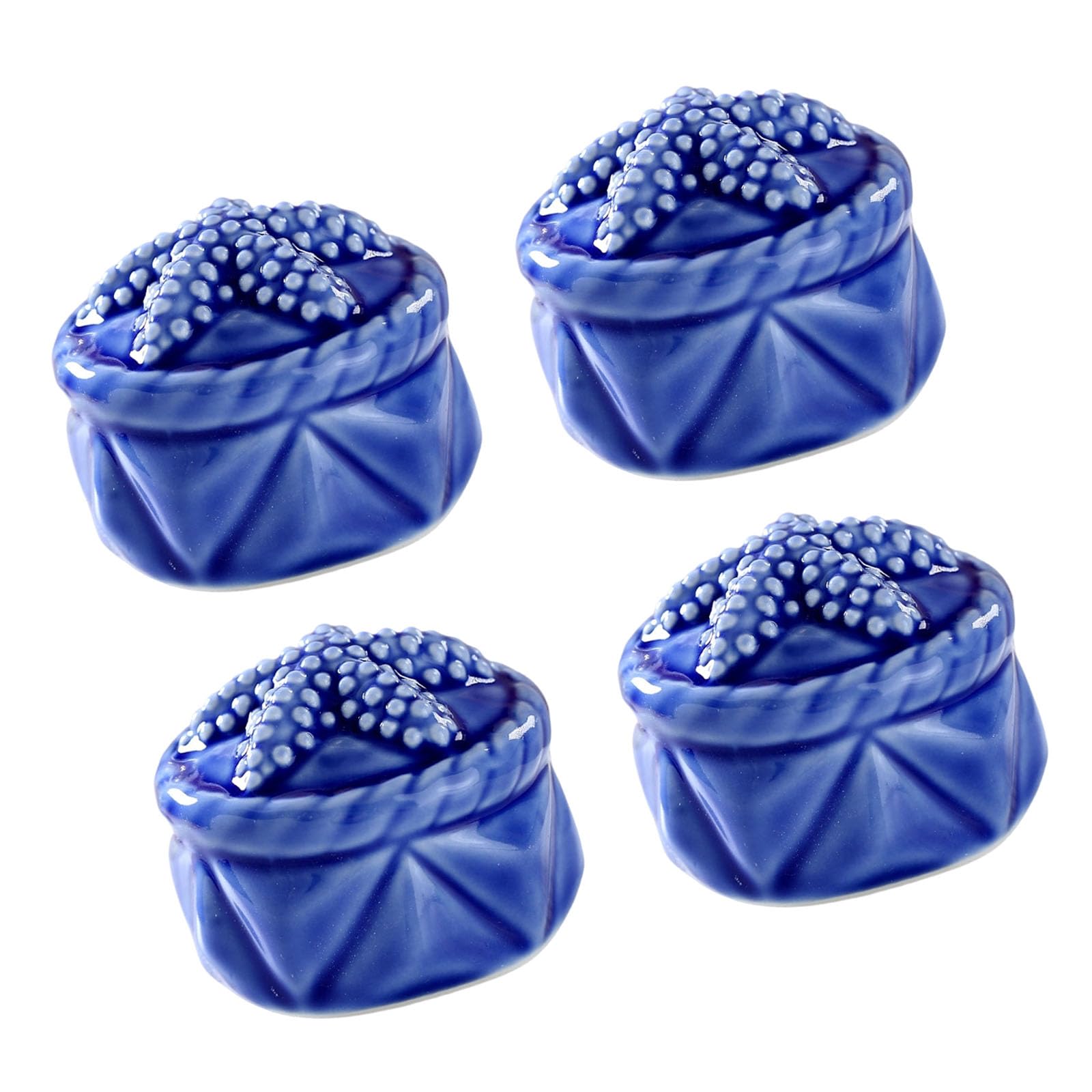 Nucelit Of 4 Ceramic Marine Inspired Toilet Bolt Covers Decorative Bathroom Accessories for Water Theme Decor Waterproof Toilet Bolt Caps
