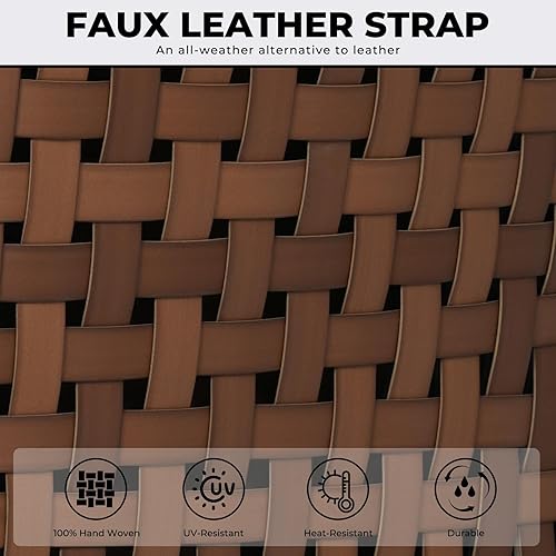 Miniatura 8 de Grand patio Juego de comedor de 7 piezas, 6 sillas giratorias de mimbre con aspecto de cuero y 1 mesa de comedor rectangular, color negro