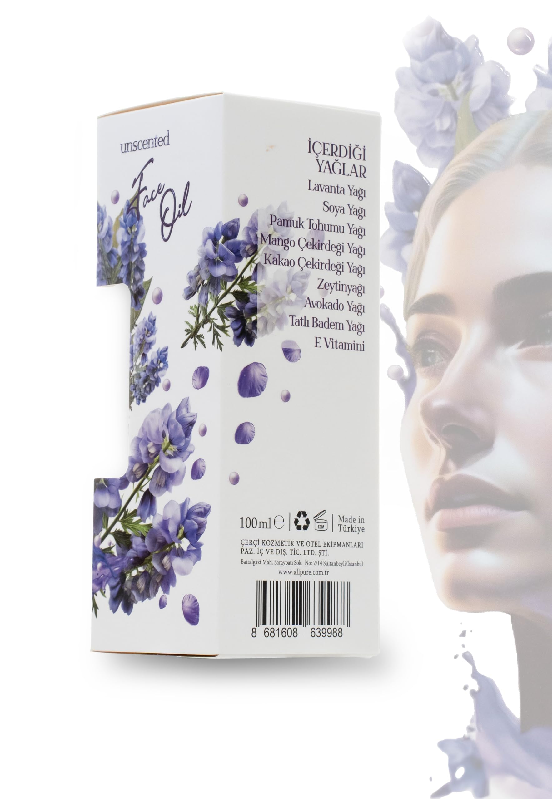 ALLPURE Organik Lavanta Yüz Bakım Yağı, Besleyici ve Onarıcı, Leke ve Akne Karşıtı, 100 ml