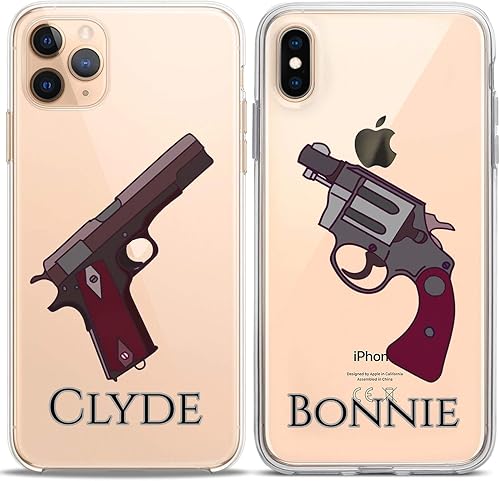 Miniatura 5 de Fundas a juego para parejas compatibles con iPhone 14 13 Pro Max 12 Mini 11 Xs 6s 8 Plus 7 Xr 10 SE 5 Guns Partners in Crime Slim Fit Criminal