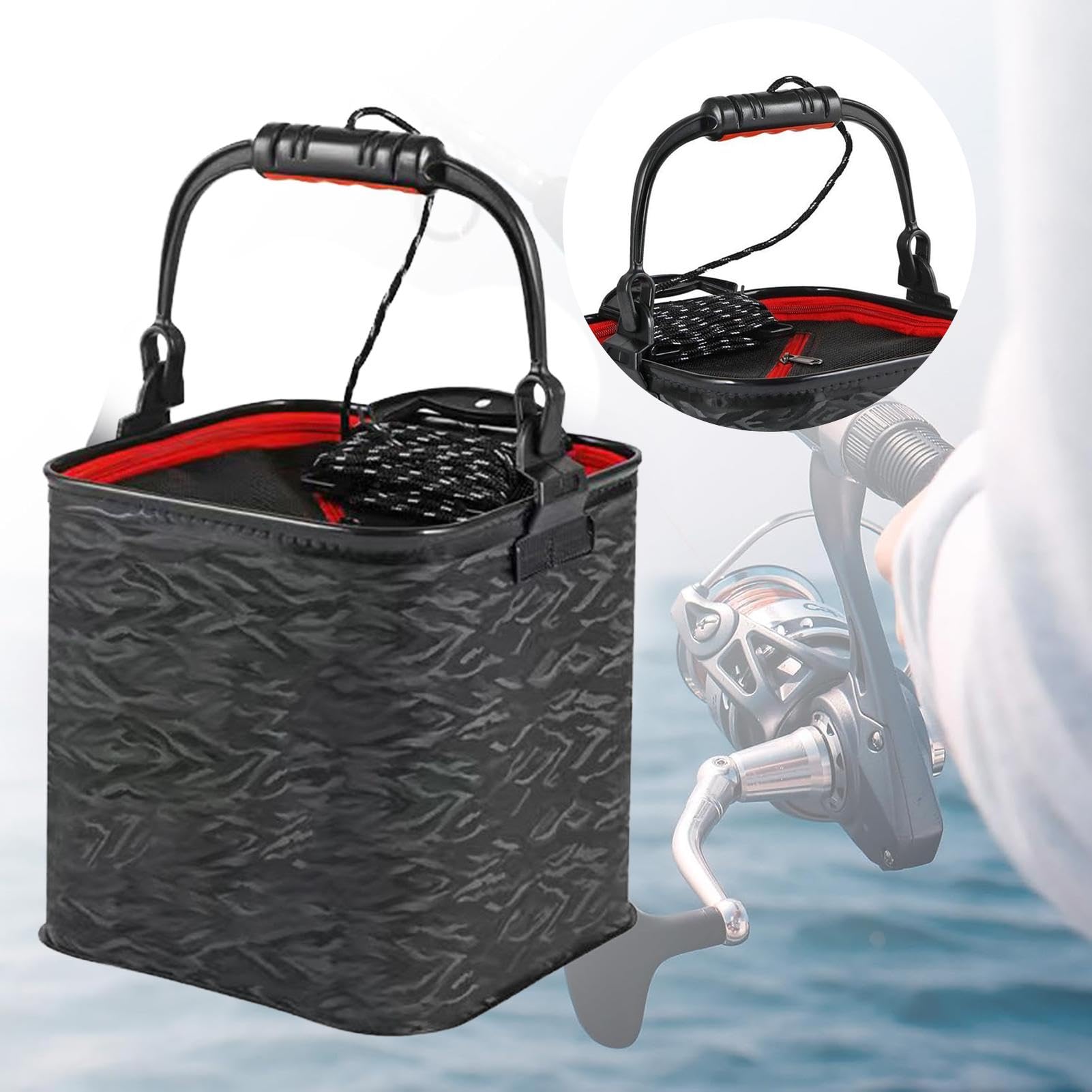 Secchio Pieghevole Trasparente Per Acqua Da Pesca, Materiale PVC