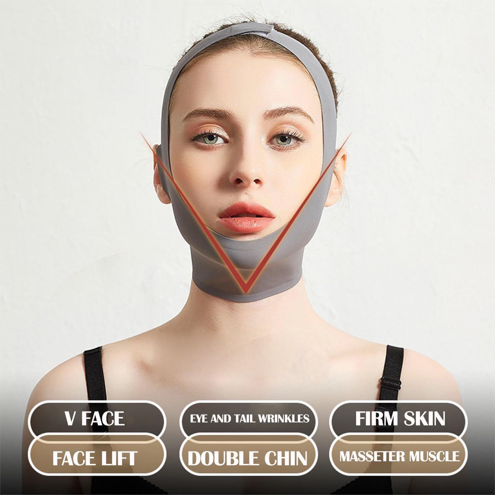 Envoltorio de Escultura Facial de Colágeno Sk-ult - Máscaras Faciales Reutilizables de Tela para Moldear la Mandíbula con Correa de Barbilla para Usar Mientras Duerme, Amigable con la Piel y — view 3