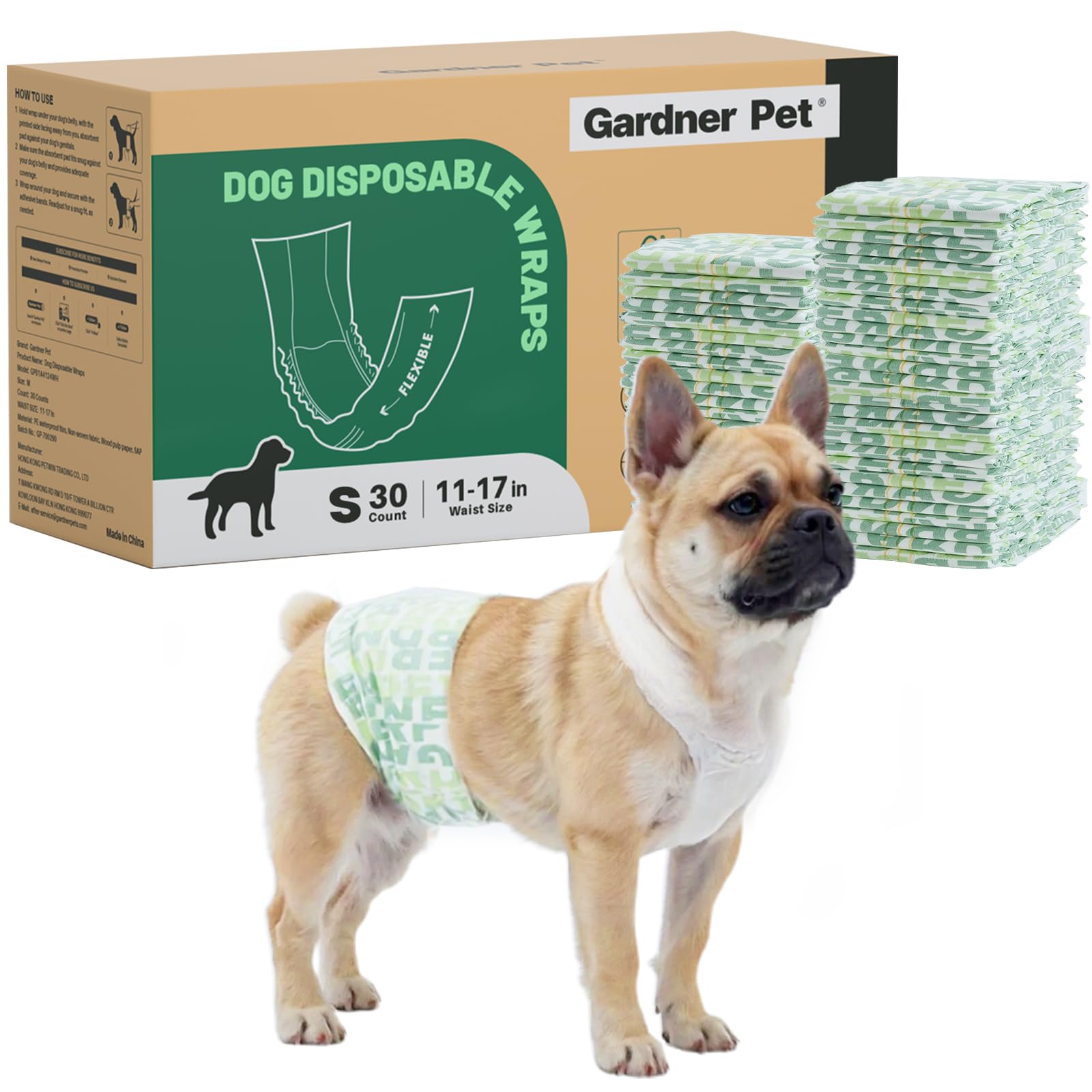 Gardner Pet Einweg-Hundewindeln für Rüden, 50 Stück, S | Nässeindikator, 6 Lagen auslaufsicher, Hochsaugfähig, Welpentraining, Markieren, Inkontinenz, Reisen