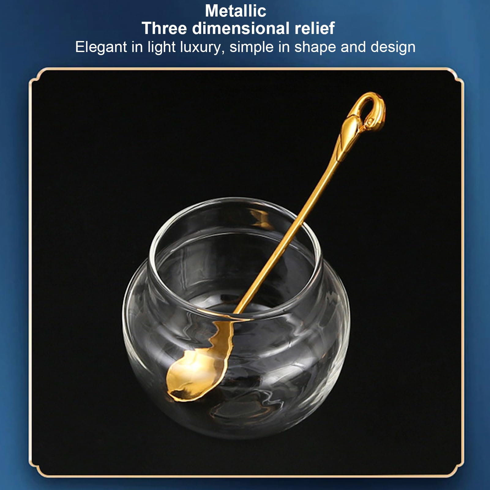 Generic Zuckerdose mit Deckel und Löffel, 3-teiliges Set, europäischer Stil, goldener Zuckerbehälter für Küche, Café, Bar und Hochzeitsfeier, poliertes Glas, Gewürzglas für Hotels