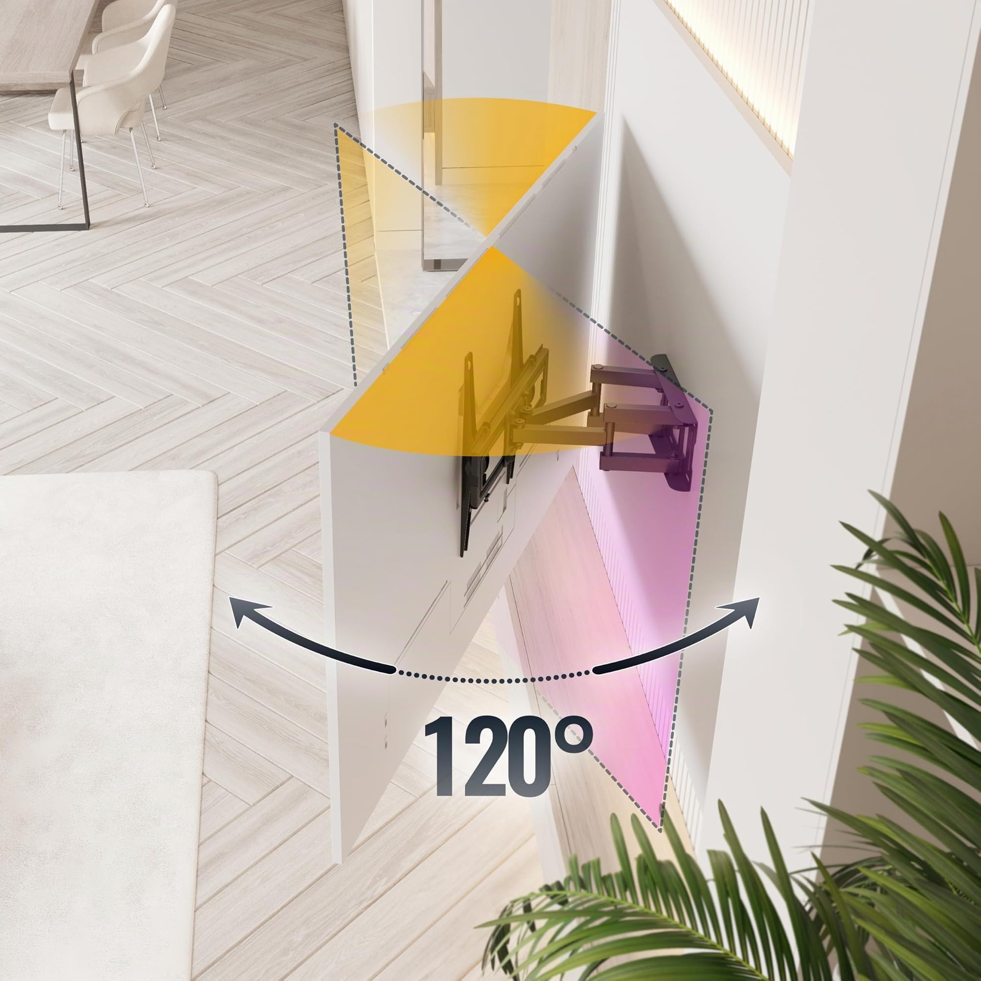 RICOO S6244 Support Mural TV 40 42 43 48 50 55 58 60 65 Pouces VESA 200x200 à VESA 400x400 Orientable Inclinable Rotatif Universel Fixation Murale TV