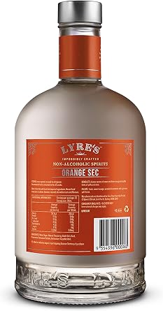 Lyre's Non Alcoholic Orange Sec, Award Winning Alcohol Free Triple Sec Alternative, Low Calorie, Vegan, Spirit for Margaritas, Cosmopolitans & Mai Tai Mocktails (700ml)