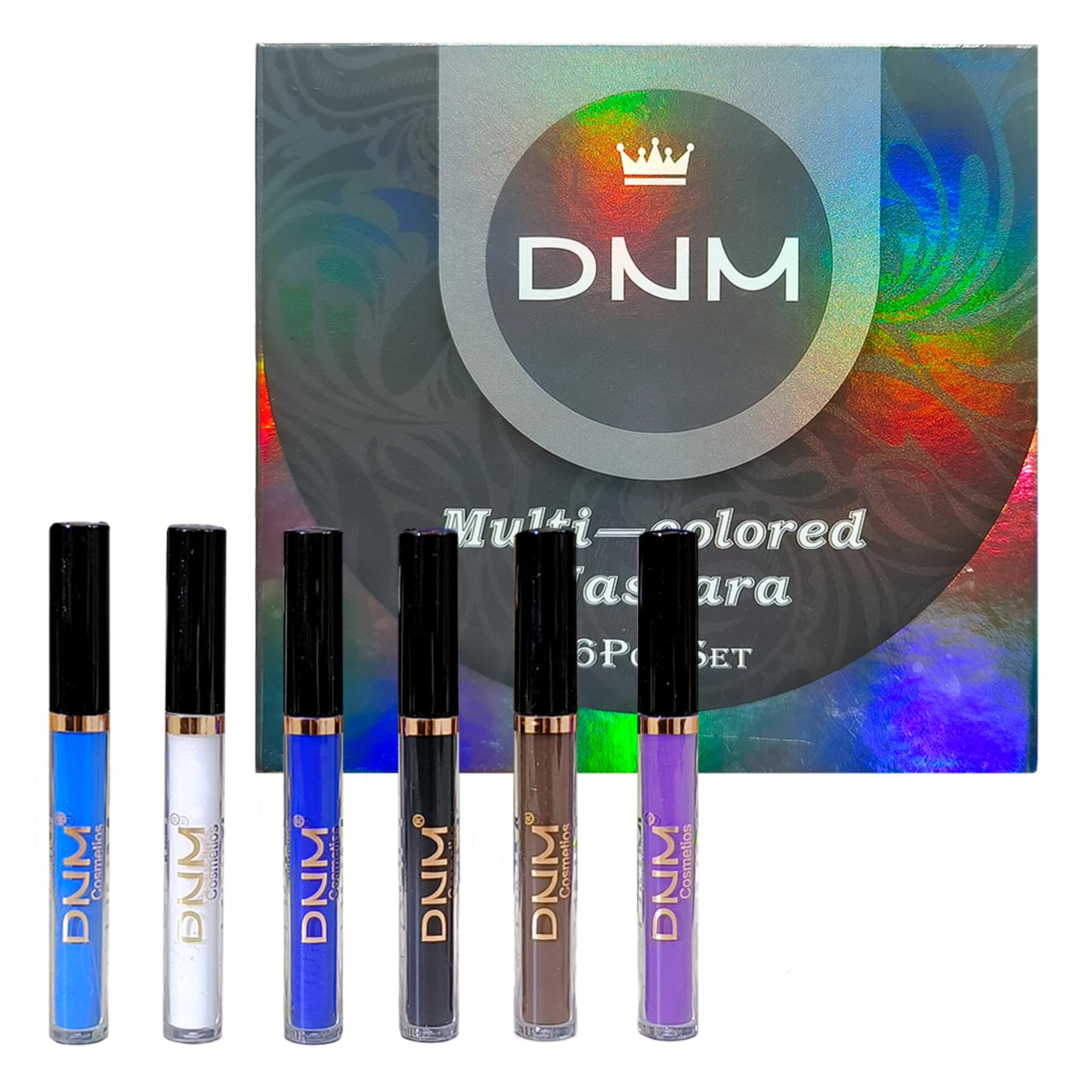 JoyeeeColored Mascara, 6 Colors Colorful Mascara Set, Waterproof and Smudgeproof Longlasting Mascara for Eyelashes, White Black Brown Ocean Blue Dark Blue Purple Mascara