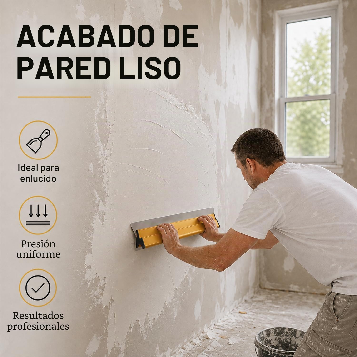 Juego de Espátulas para Alisar 30/50/80 cm | Tres Espátulas de Acero Inoxidable con Repuestos, Mango Telescópico y Maletín para Paredes, Techos, Yeso y Masilla