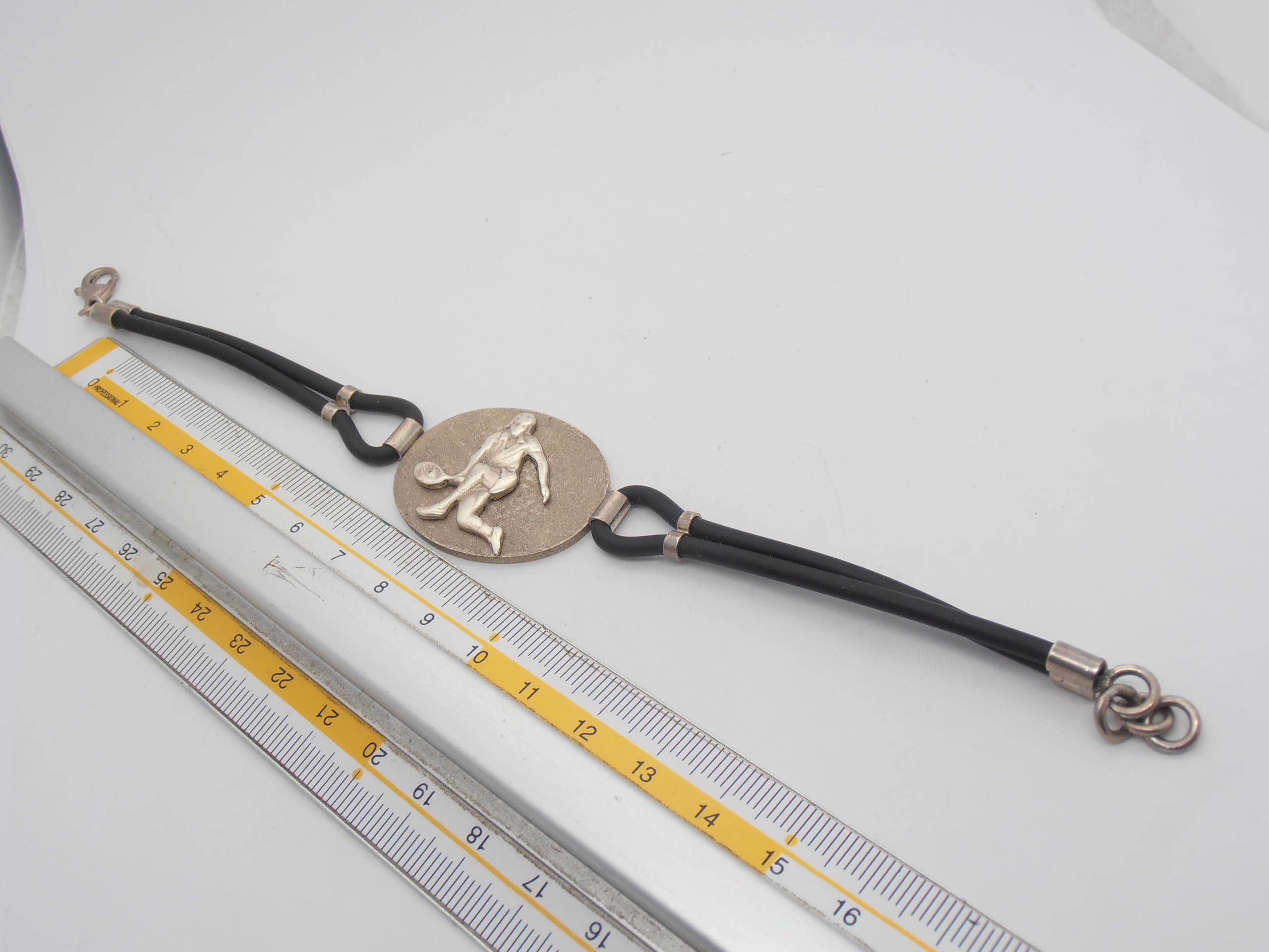 Tennis : Braccialetto in Argento 925 e Caucciù - Bracciale Tennista - Giocatrice - Giocatore - Padel - Racchetta Pallina