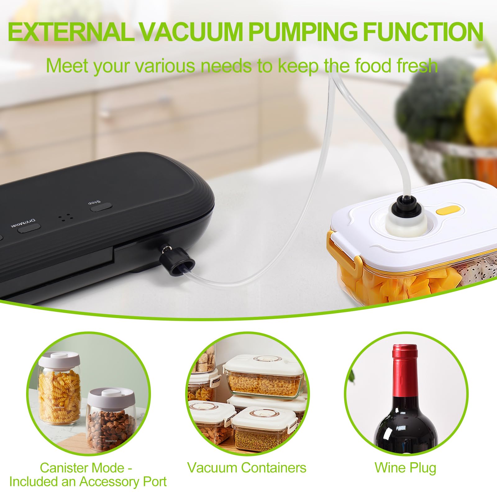 Máquina selladora al vacío, sellador de alimentos al vacío de acero inoxidable