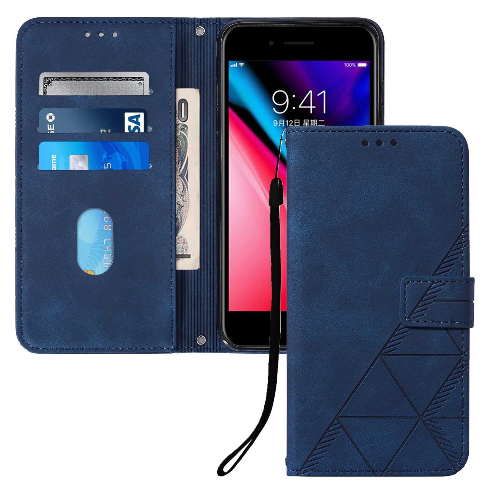 QIVSTAR Wallet Case for Samsung Galaxy A10E, Premium PU Leather Magnetic Closure Card Slots Holder Folio Flip Stand Function Shockproof Cover for