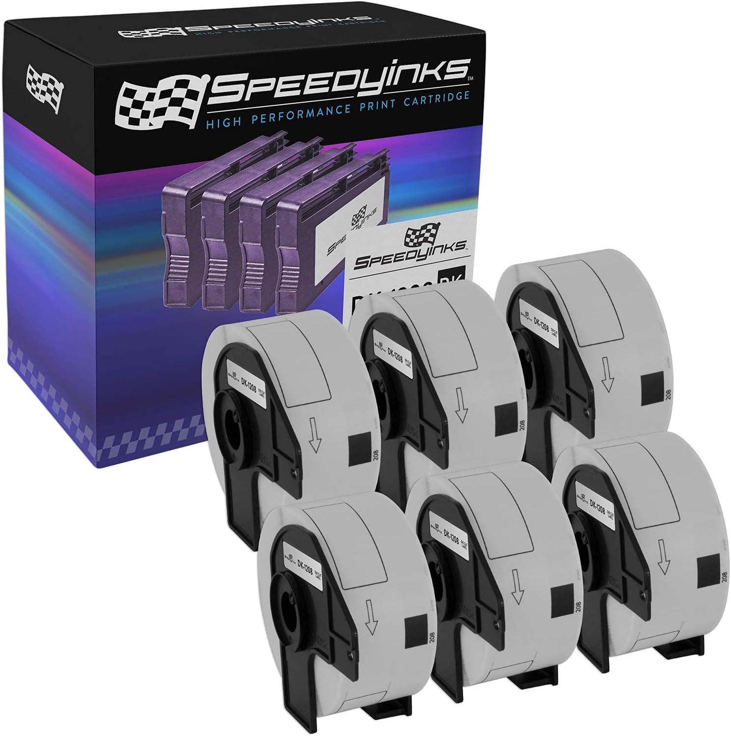 Speedy Inks Compatible Address Label Replacement for Brother DK-1208 (White, 6-Pack) Compatible with QL-1050 QL-1050N QL-1060N QL-500 QL-500EC QL-550 QL-570 QL-570VM
