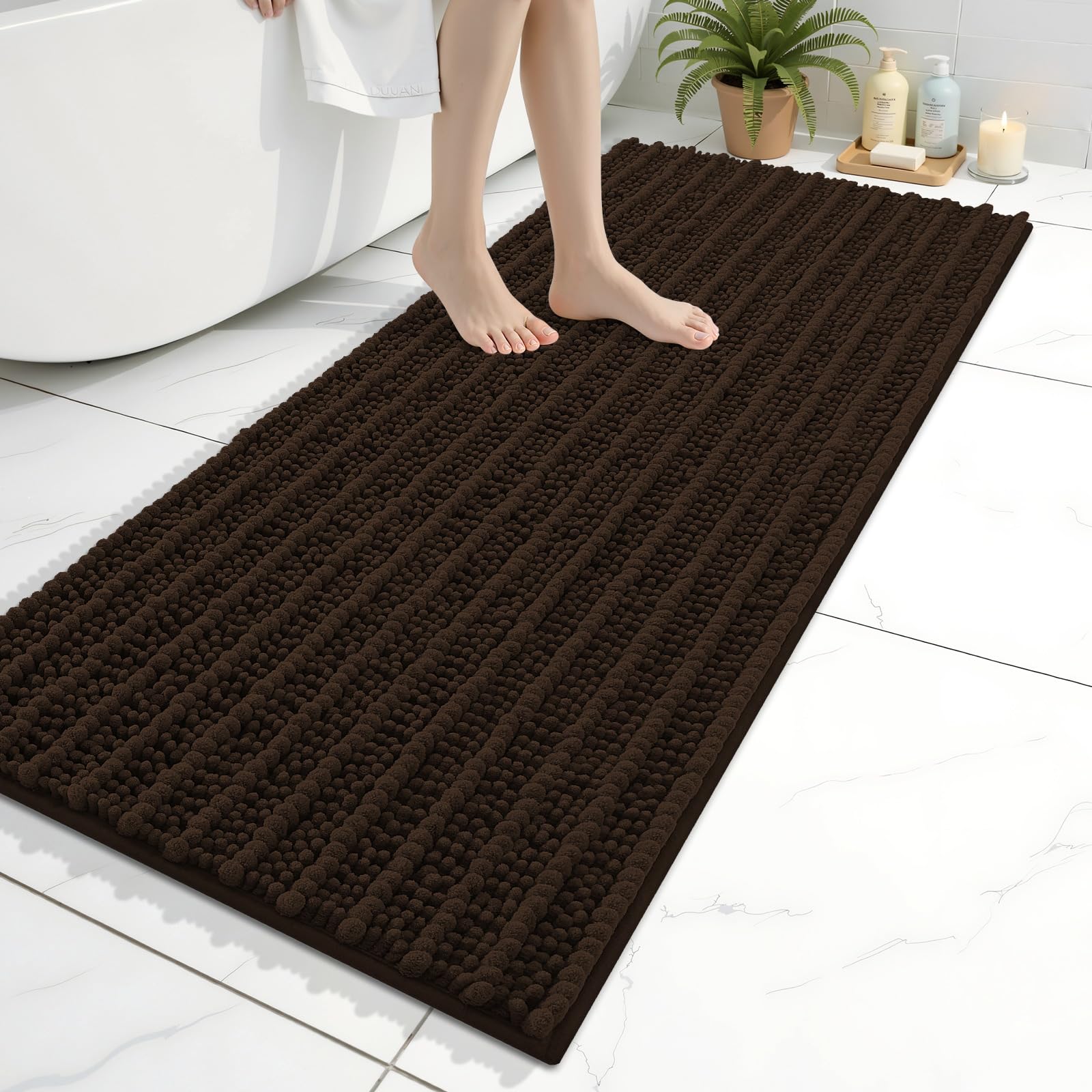 Arotive Bathroom Rugs Mat 47x20, Soft Absorbent Chenille Shaggy Bath Mat