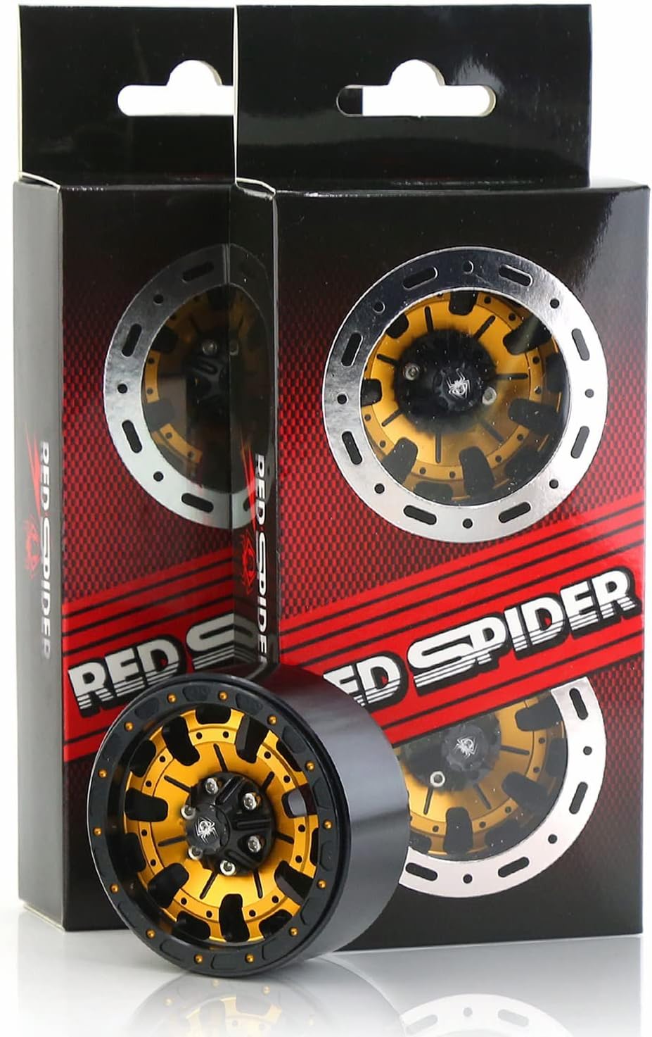 Lifehead 4PCS Aluminum 1.9 Inch Beadlock Wheels CNC Machined for 1/10 RC Crawler Car TRAXXAS TRX4 TRX6 Axial SCX10 90046 90047 SCX10 III AXI03007 Tamiya CC01 D90 D110,（Red&Golden）