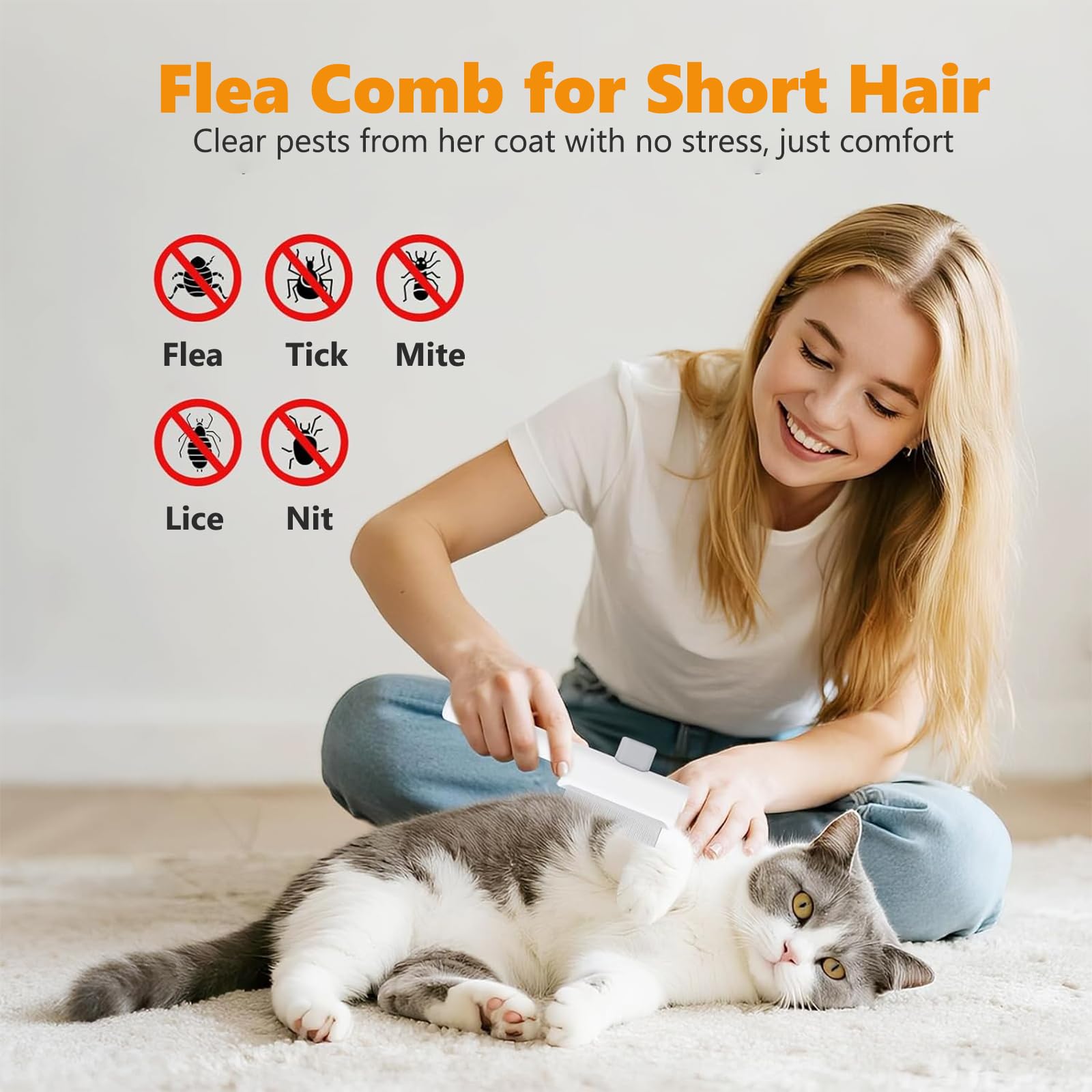 2Pcs Cat Comb Dog Combs Set, Pet Hair Remover Comb - Image 4