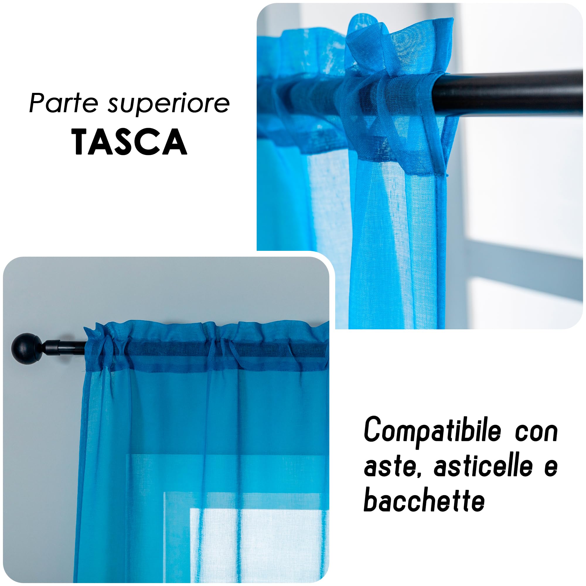 Coppia Tende Voile Sfumate Arcobaleno - 2 Pannelli 140x275 Cm, Occhielli, Semi-Trasparenti Per Interni - Foto 5