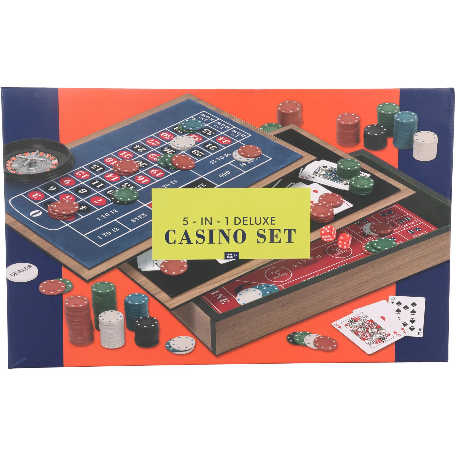 wilko 5 in 1 Casino Set, 18+, 4-10 Players, 30x48x6cm