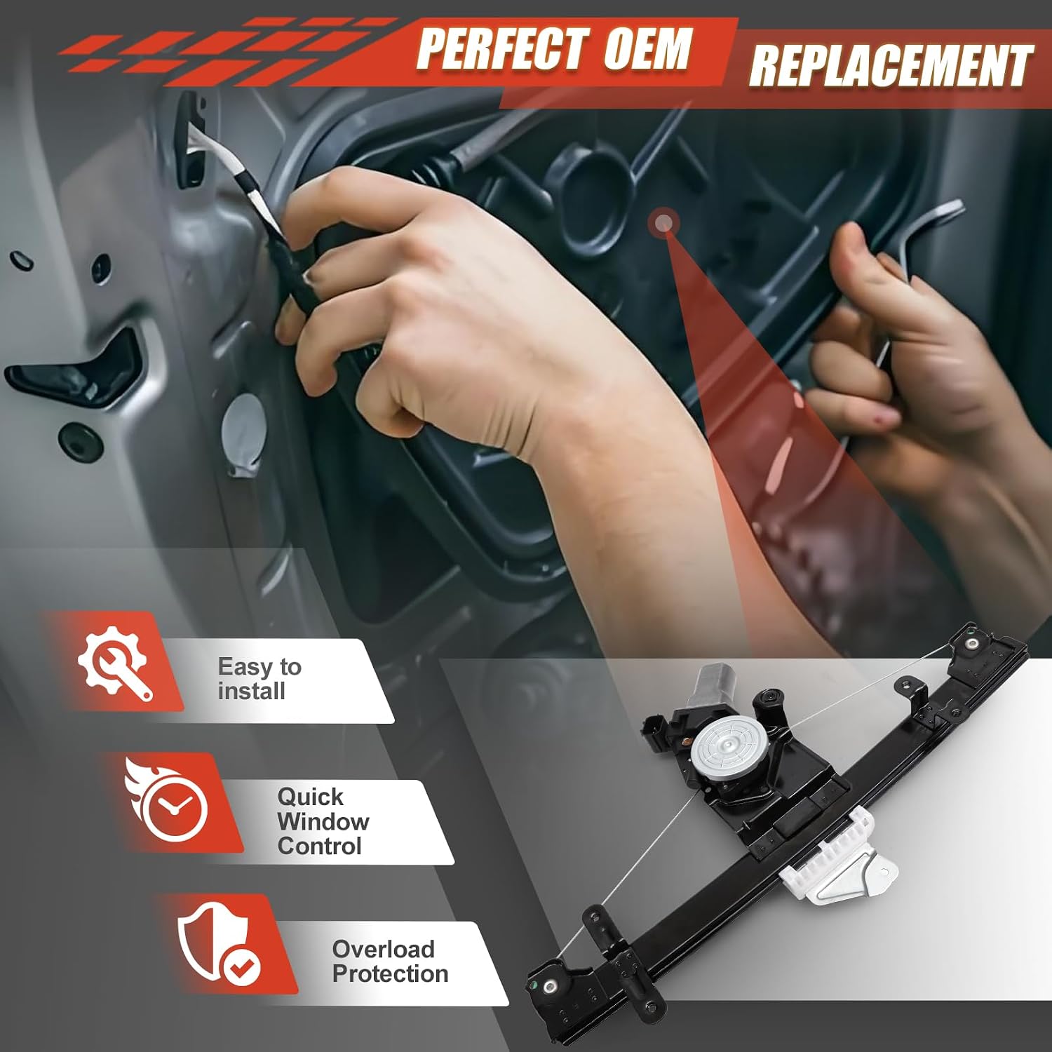 GlobalPrince Front Driver Side Electric Power Window Regulator Assembly with Motor Compatible with Nissan Sentra 2013 2014 2015 2016 2017 2018 2019 Replace 751-395 807203SG0A 807209AM0A 807313SG1A