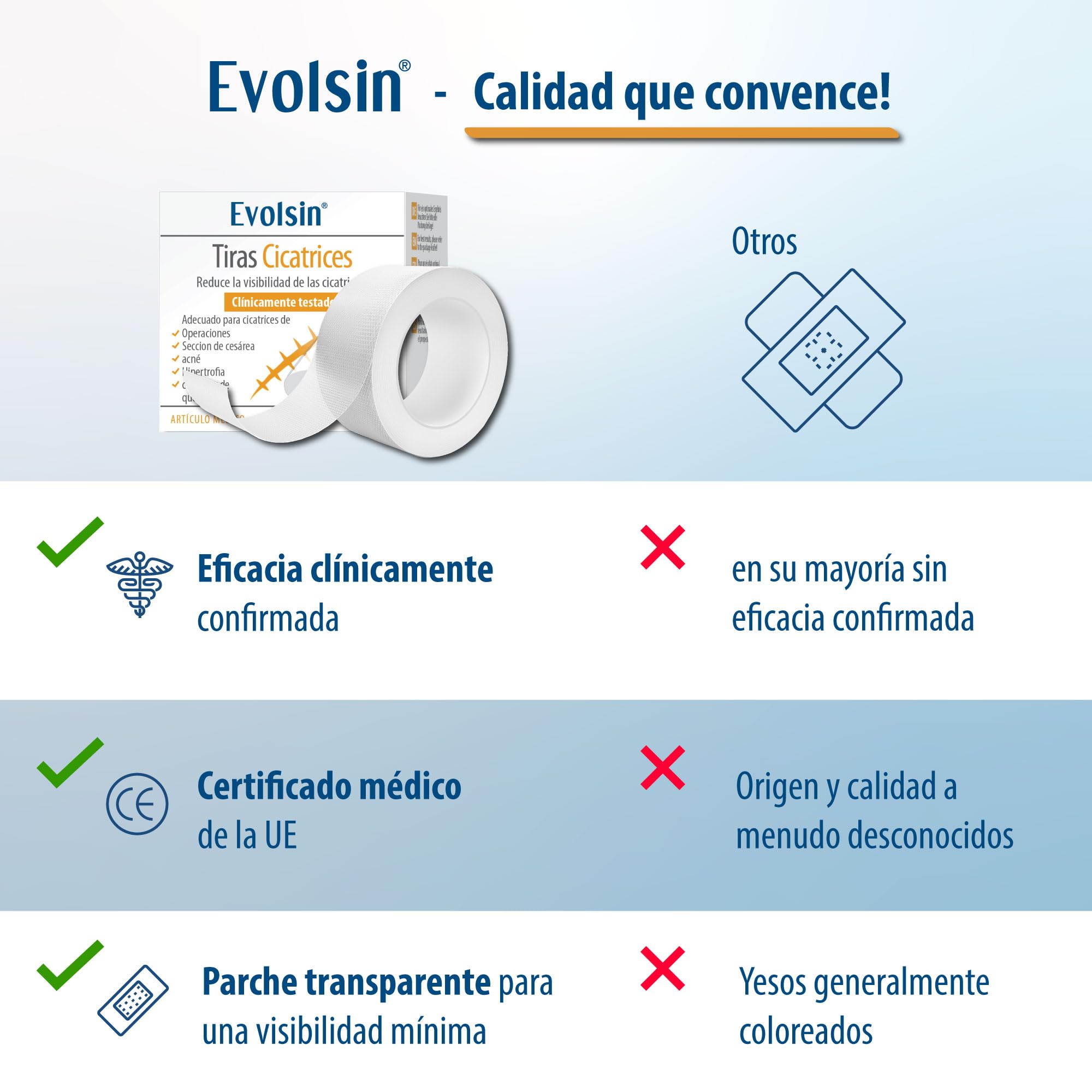 Evolsin parches cicatrizantes silicon scar sheets para cicatrices