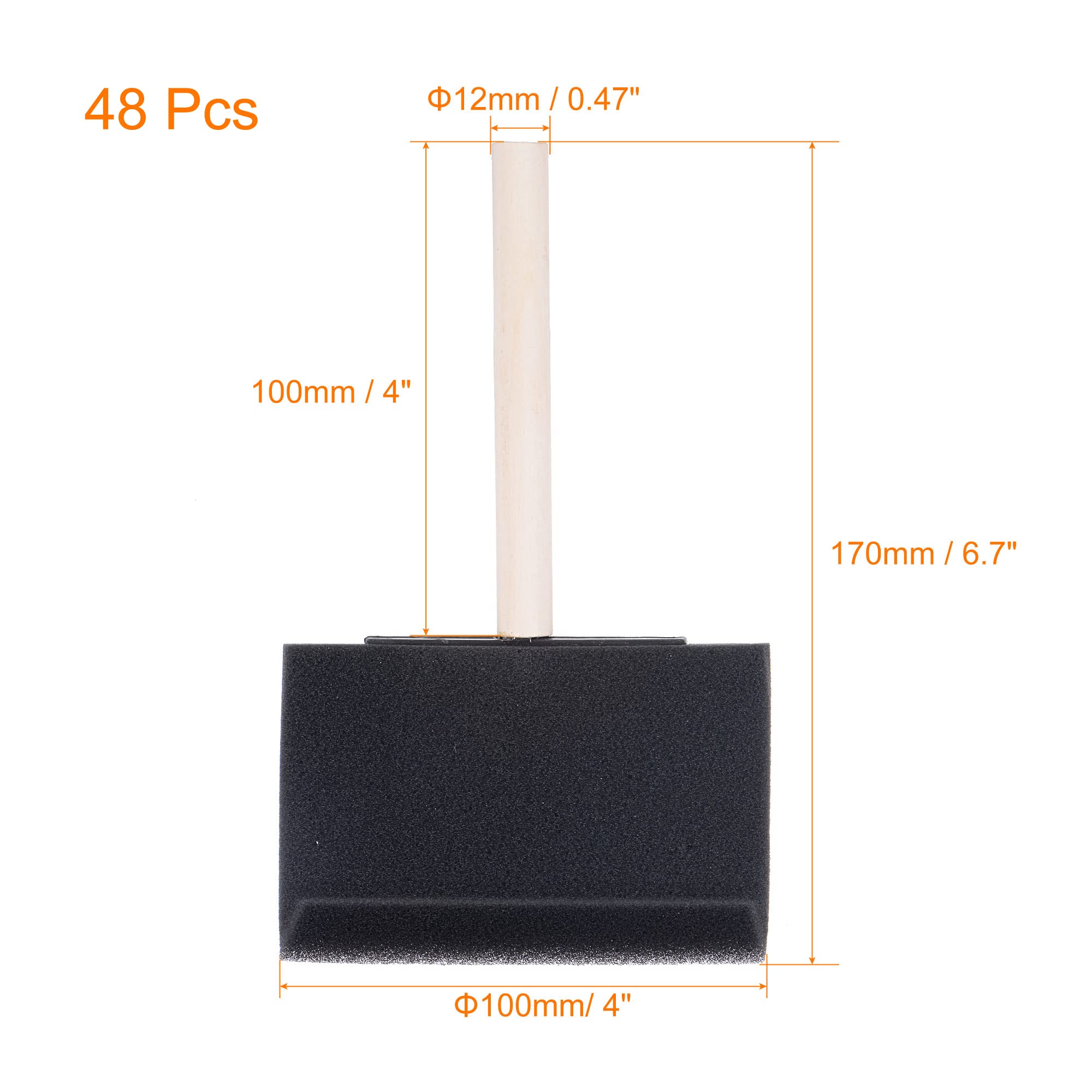 sourcing map 13 Stücke Schaumstoffschwammbürste Pinsel Fasenkante mit Holzgriff 1 Zoll