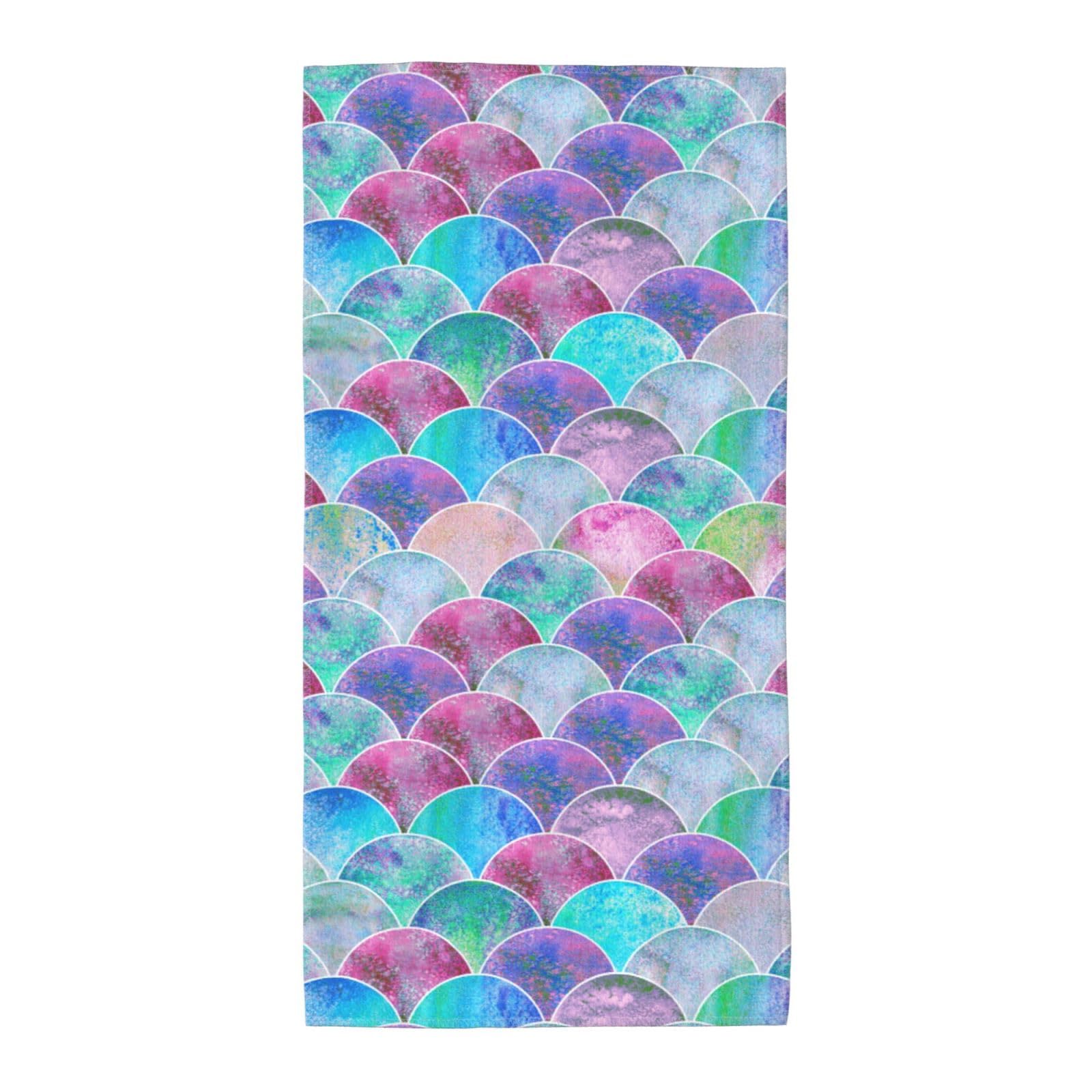 Cbaaghh Fish Scale Ocean Print Towel, Towels Thick Face Towels Fast Drying Washcloth For Bath, Spa, Gym