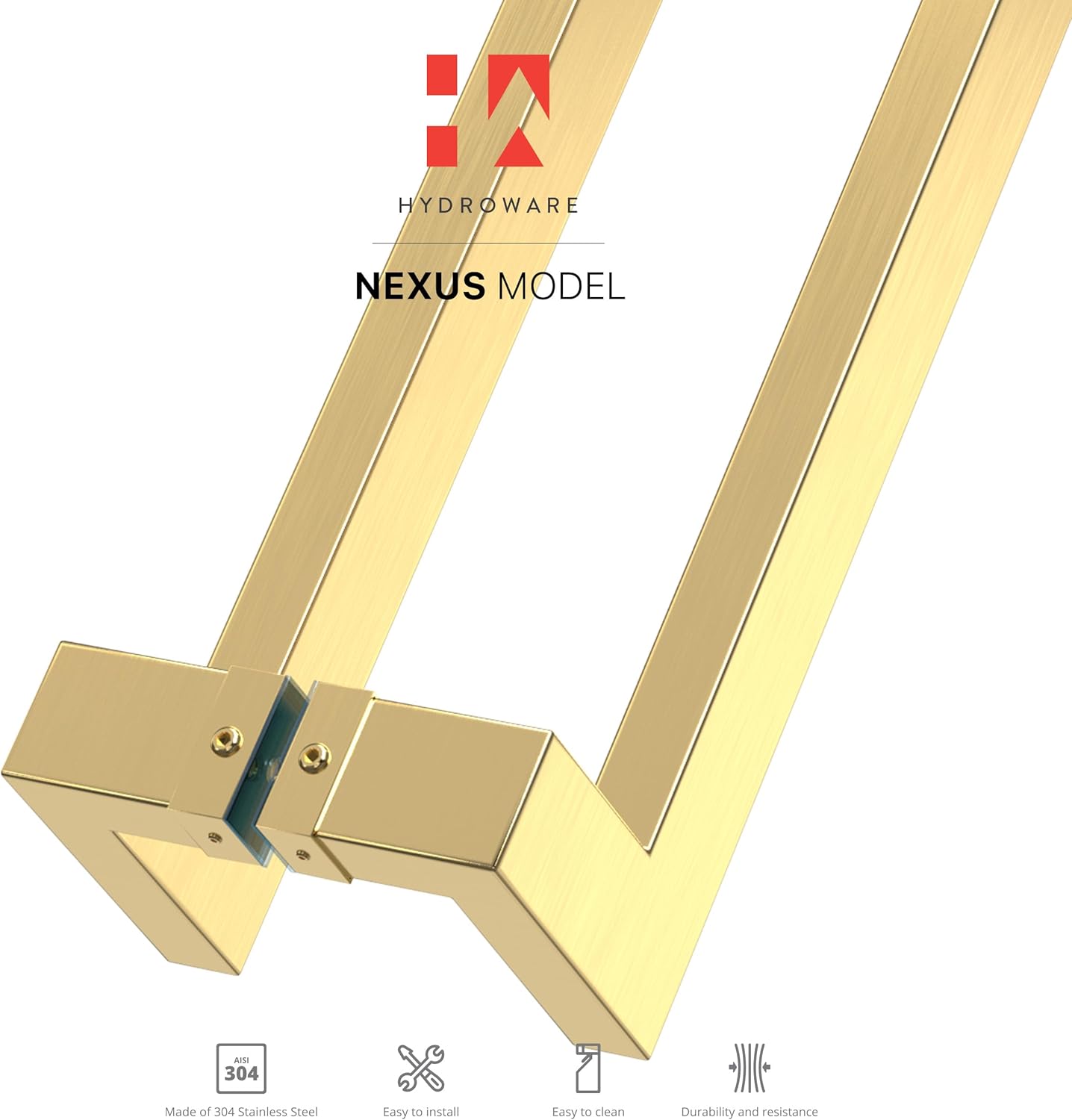 Modern Contemporary Long Stainless Steel Push Pull Door Handle for Home Entrance Glass Shower Wooden Barn & Office Store Shop Doors - Brass Gold - 48 Inches