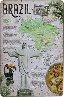 SMARTAIAN Brazil Brasilia Vintage Tin Metal Sign Home Wall Plaque Decor