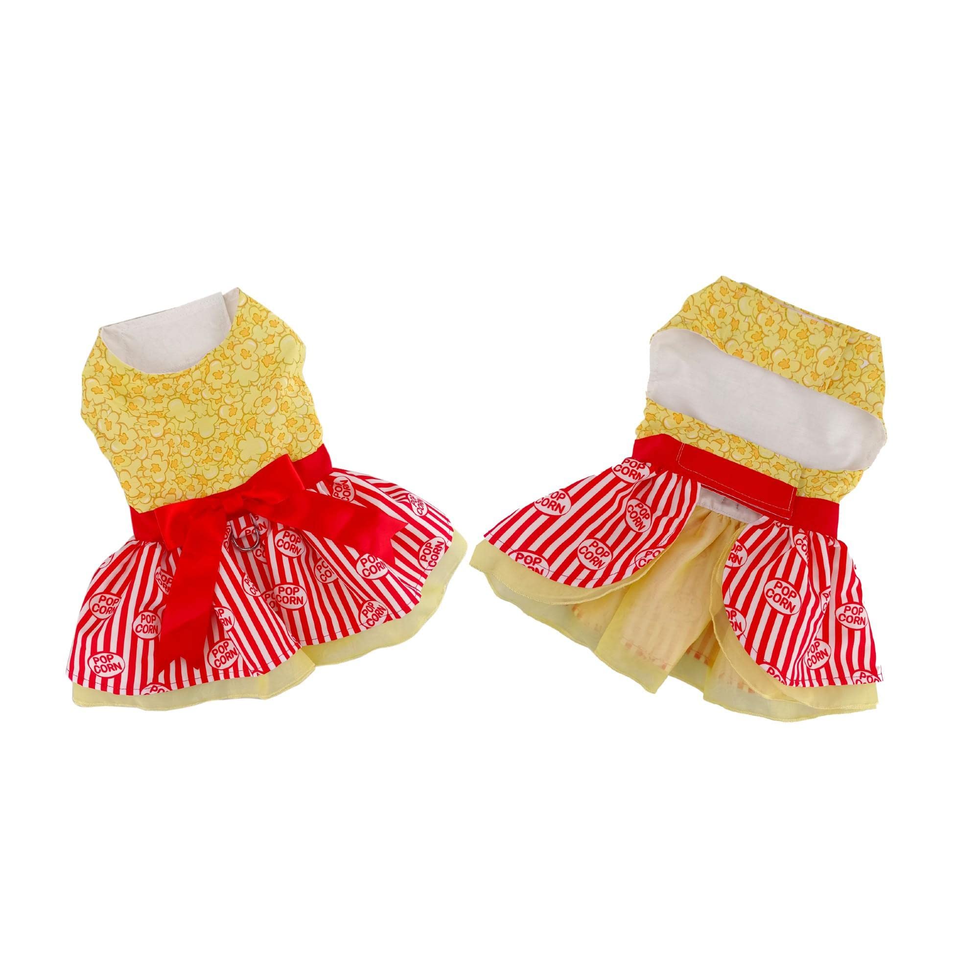 Movie Theater Popcorn Dog Dress with Matching Leash (Small)